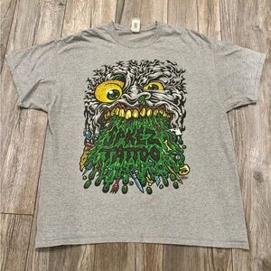 Men’s Vintage Y2K Jimbo Phillips Grey and Green Monster Graphic T-shirt Size XL
